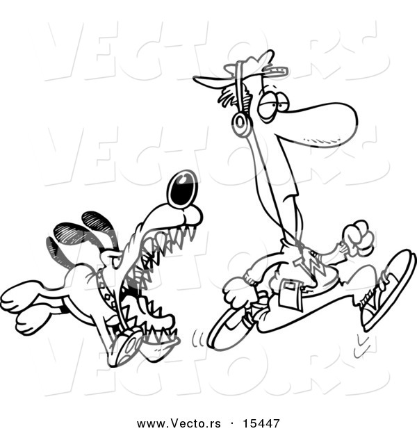 Vector Of A Cartoon Dog Chasing An Anaware Runner 600x620 Vector Of A Cartoon Dog Chasing An Anaware Runner