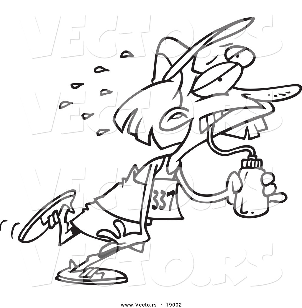 Vector Of A Cartoon Female Marathon Runner Sucking Up Water 1024x1044 Vector Of A Cartoon Female Marathon Runner Sucking Up Water