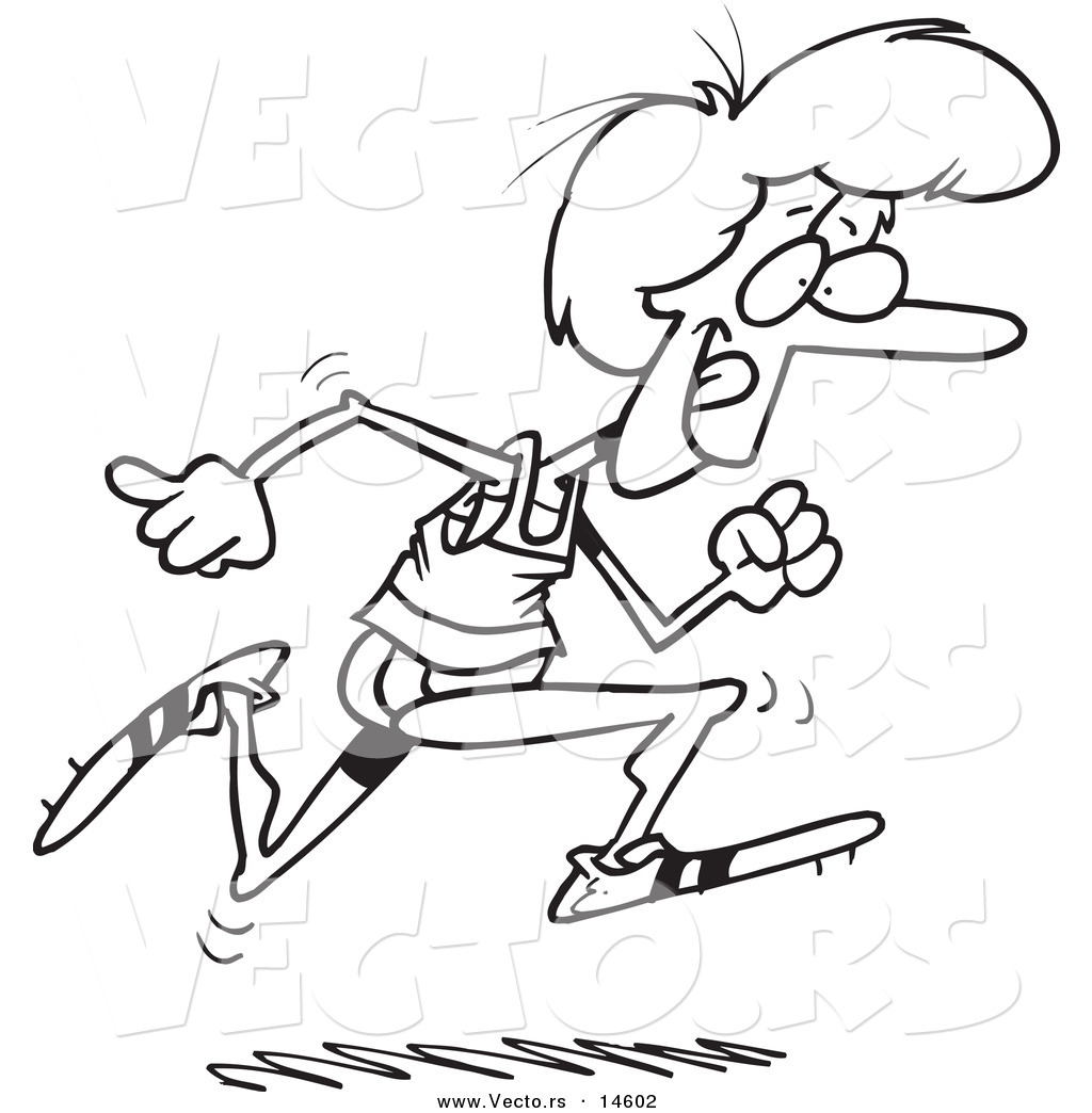 Vector Of A Cartoon Woman Running Track 1024x1044 Vector Of A Cartoon Woman Running Track