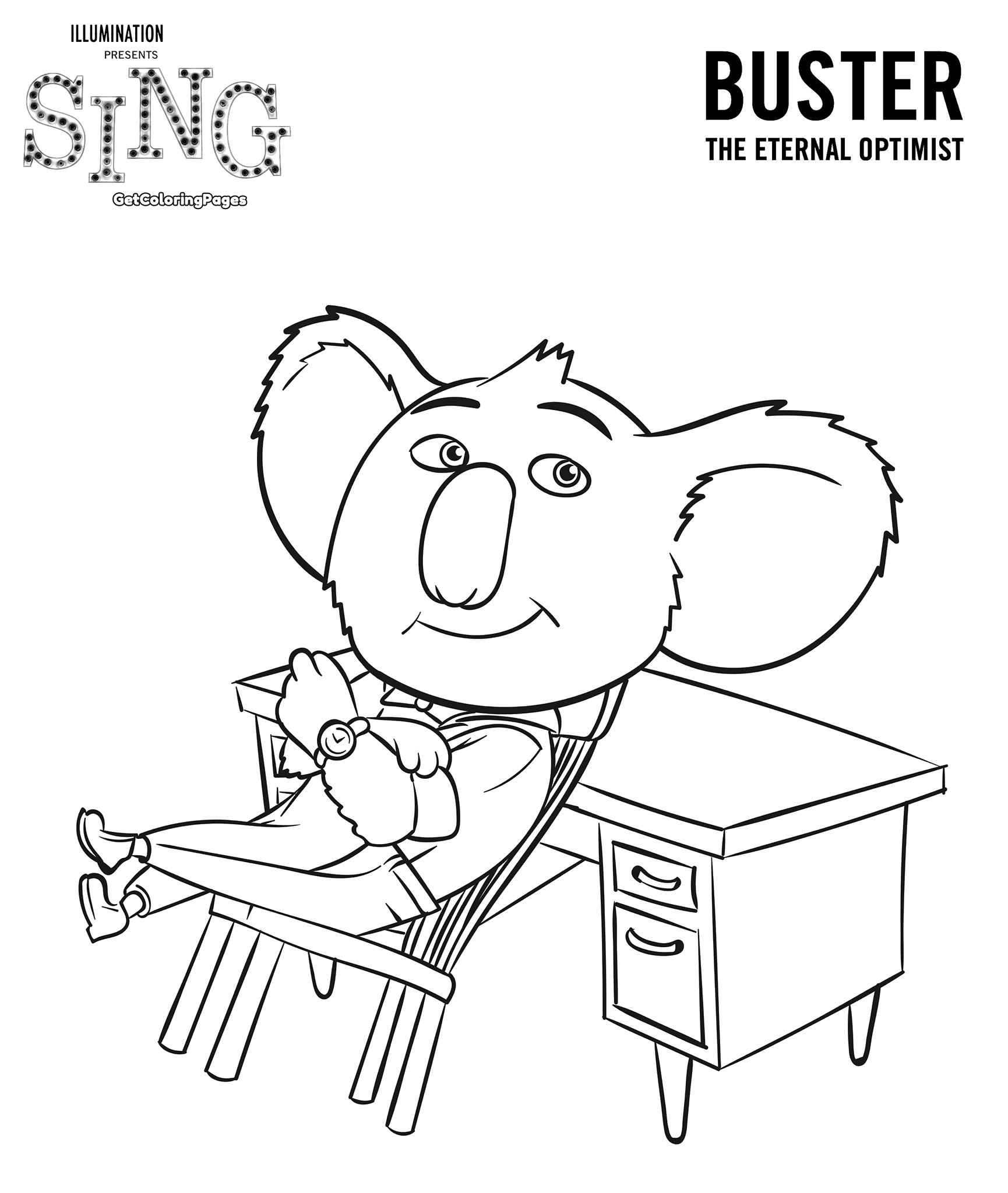 Sing Movie Coloring Pages Koala Buster 1730x2048 Sing Movie Coloring Pages Koala Buster