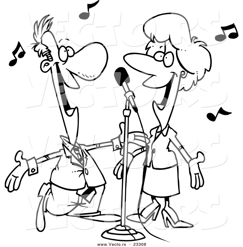 Cartoon Vector Of Cartoon Couple Singing 1024x1044 Cartoon Vector Of Cartoon Couple Singing