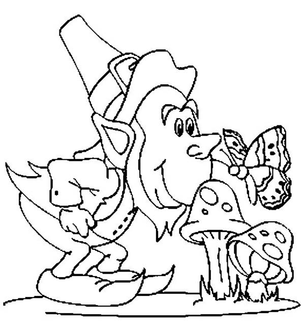 Leprechaun Smell Out The Mushroom On St Patricks Day Coloring Page 600x656 Leprechaun Smell Out The Mushroom On St Patricks Day Coloring Page
