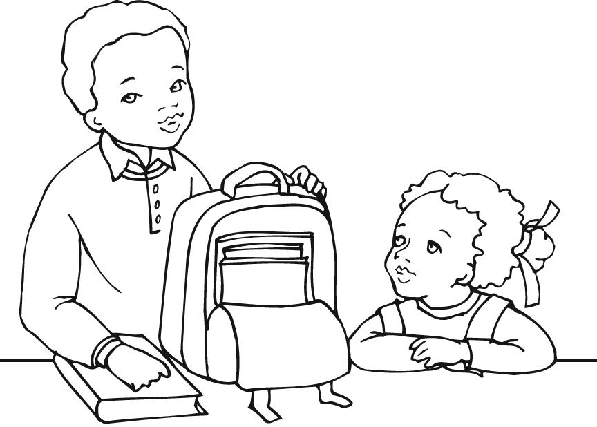 Printable Outline Of Students Getting Ready For School 864x618 Printable Outline Of Students Getting Ready For School
