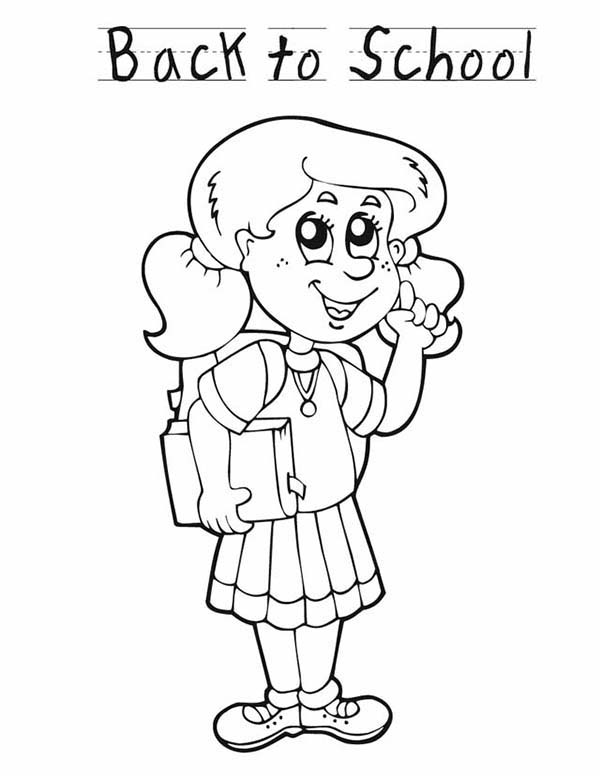 A Young Girl Student Is Very Happy For The First Day Of School 600x776 A Young Girl Student Is Very Happy For The First Day Of School