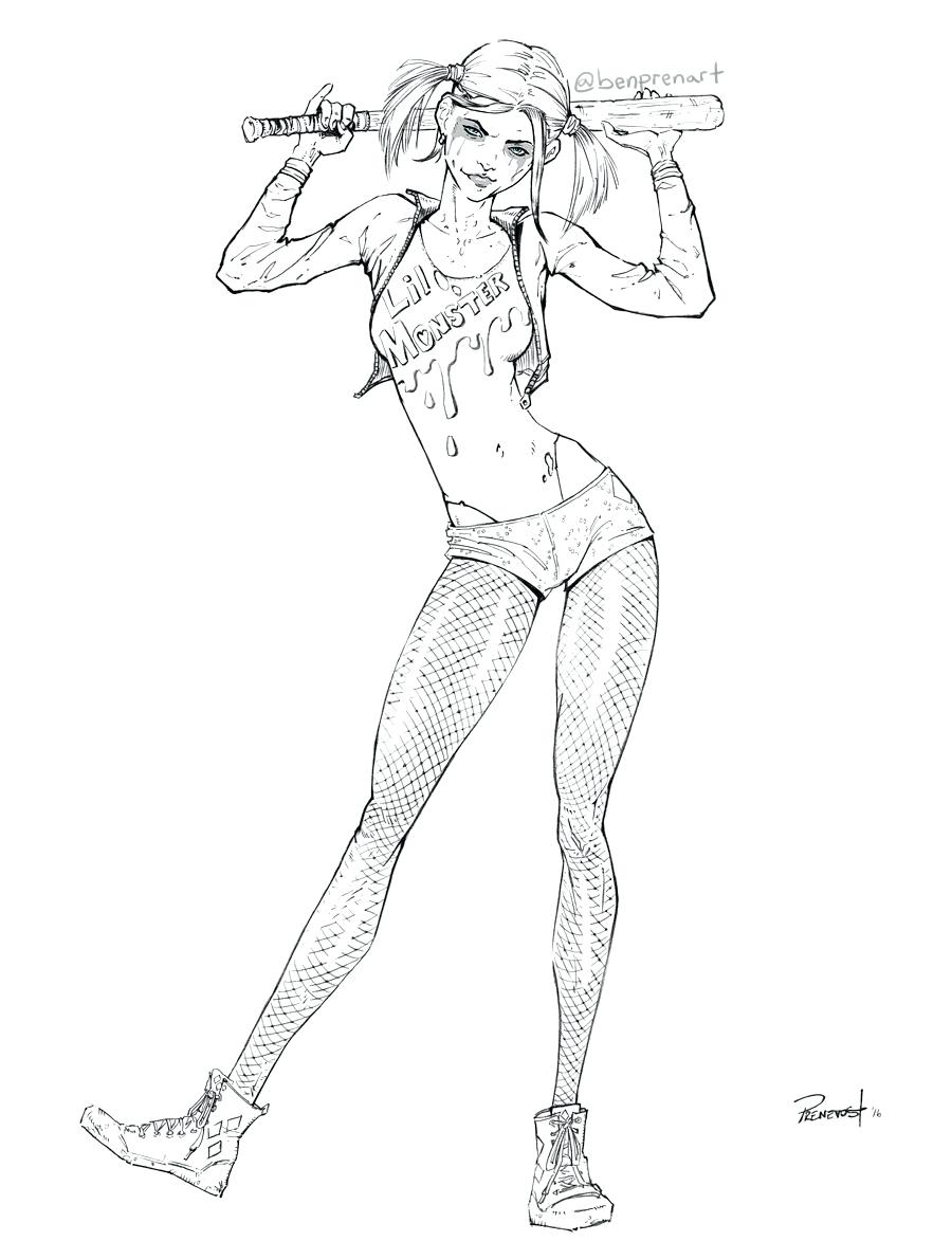 900x1173 Coloring Pages ~ Harley Quinn Coloring Pages Suicide Squad Style