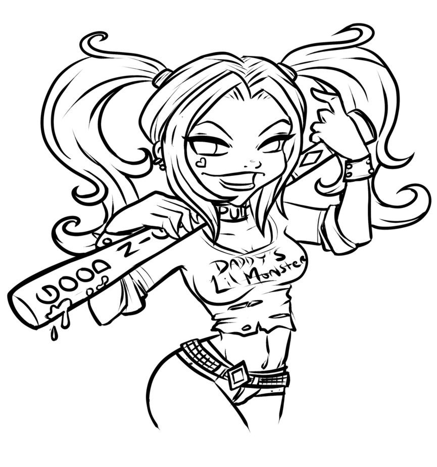 865x924 Cute Harley Quinn Suicide Squad Coloring Pages Best For Kids