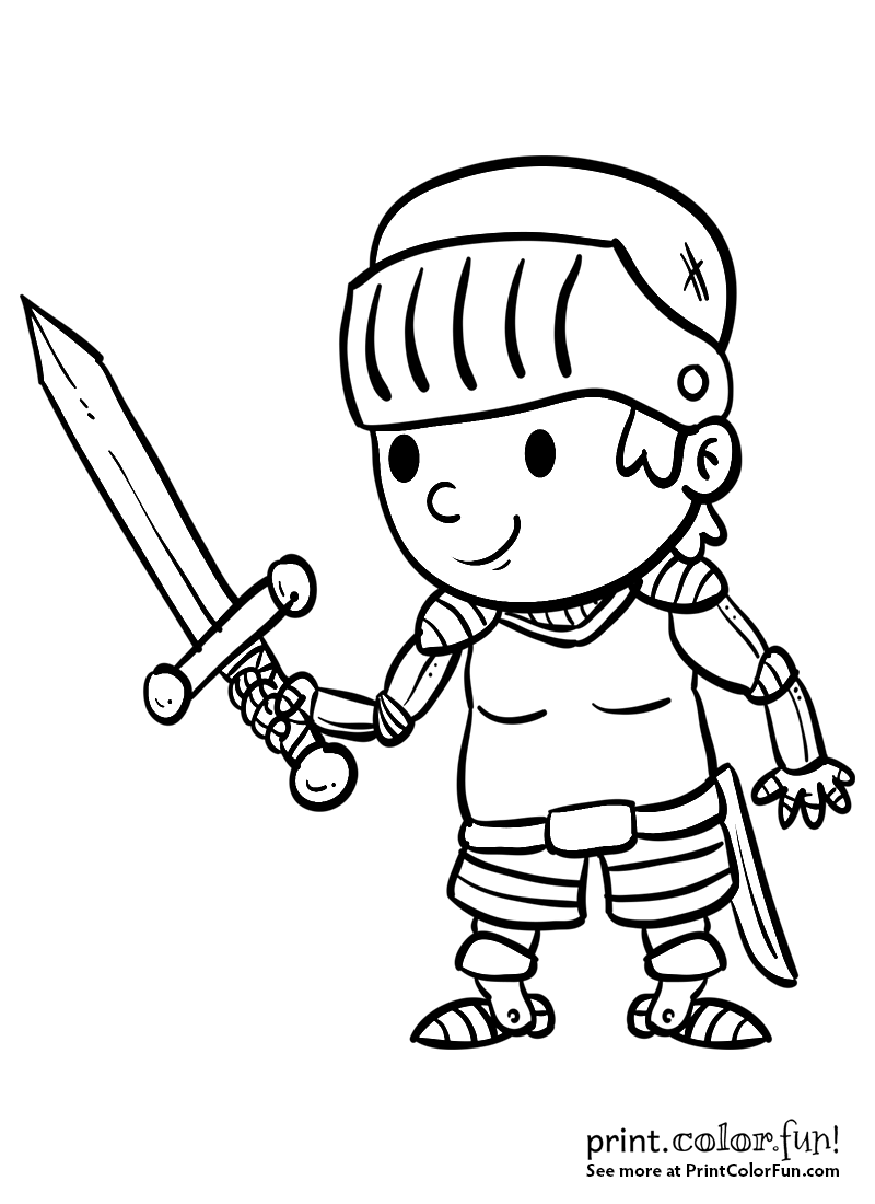Cartoon Boy Knight With A Sword Coloring Page 800x1100 Cartoon Boy Knight With A Sword Coloring Page