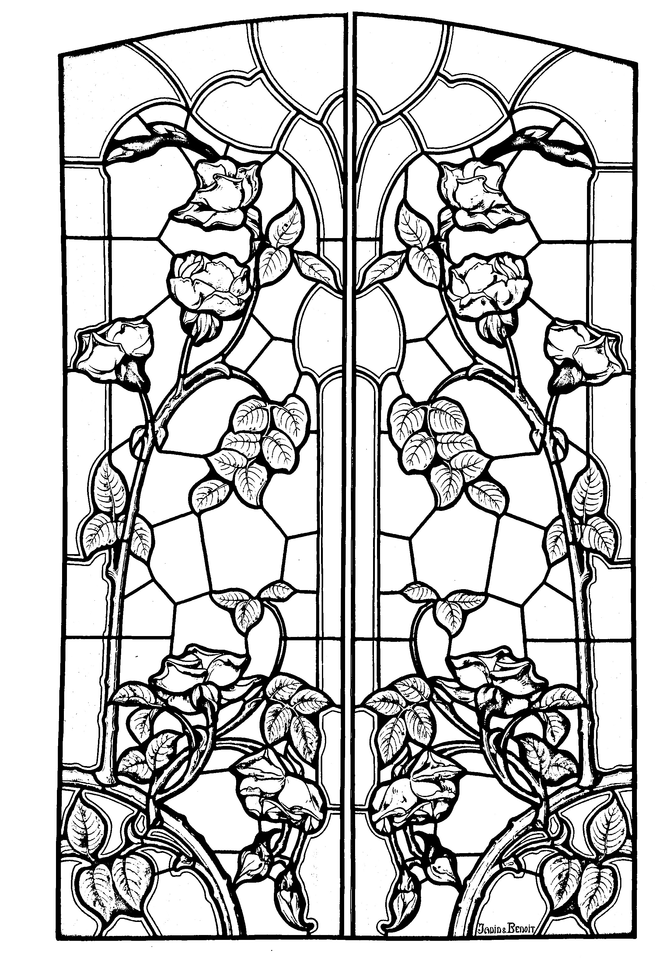 Stained Glass Drawing Art Nouveau Style 2192x3199 Stained Glass Drawing Art Nouveau Style