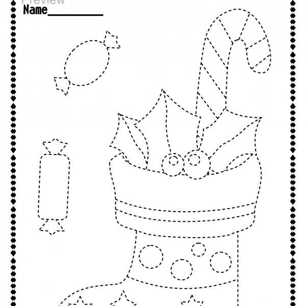 600x600 Christmas Trace And Color Pages {Fine Motor Skills + Pre Writing