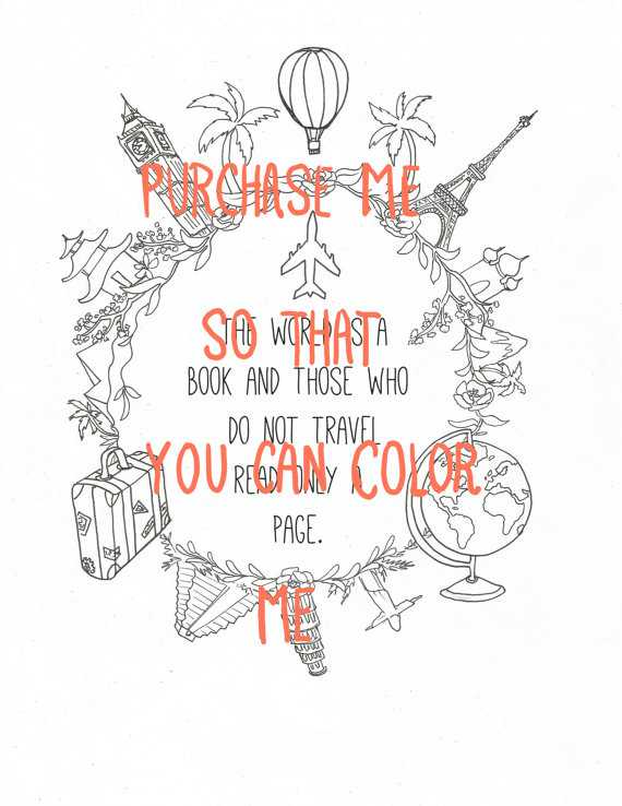 570x738 Adult Coloring Pages Set Japan Travel Quote Taj Mahal