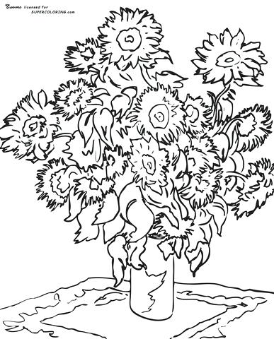 Sunflower Coloring Pages Free Coloring Pages Van Gogh Sunflower 387x480 Sunflower Coloring Pages Free Coloring Pages Van Gogh Sunflower