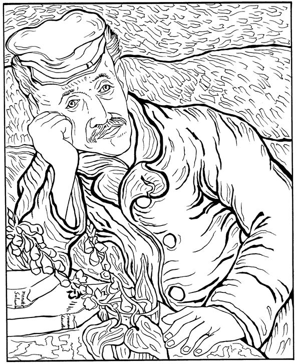 Kids N 30 Coloring Pages Of Vincent Van Gogh 595x727 Kids N 30 Coloring Pages Of Vincent Van Gogh