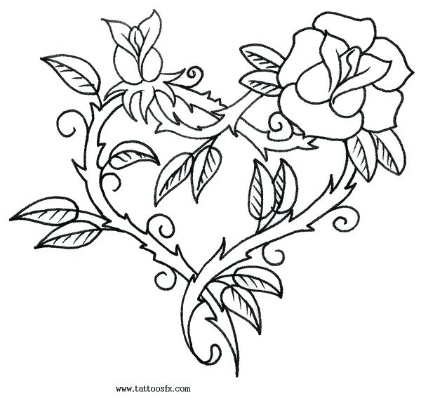 Heart And Rose Coloring Pages Roses And Hearts Coloring Pages 600x581 Heart And Rose Coloring Pages Roses And Hearts Coloring Pages