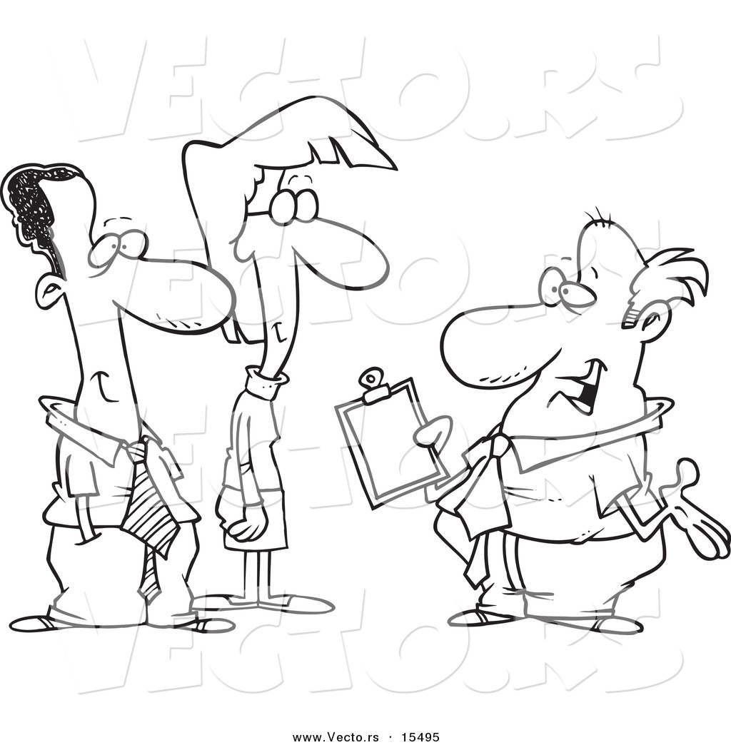 1024x1044 Vector Of A Cartoon Boss Giving His Employees Instructions