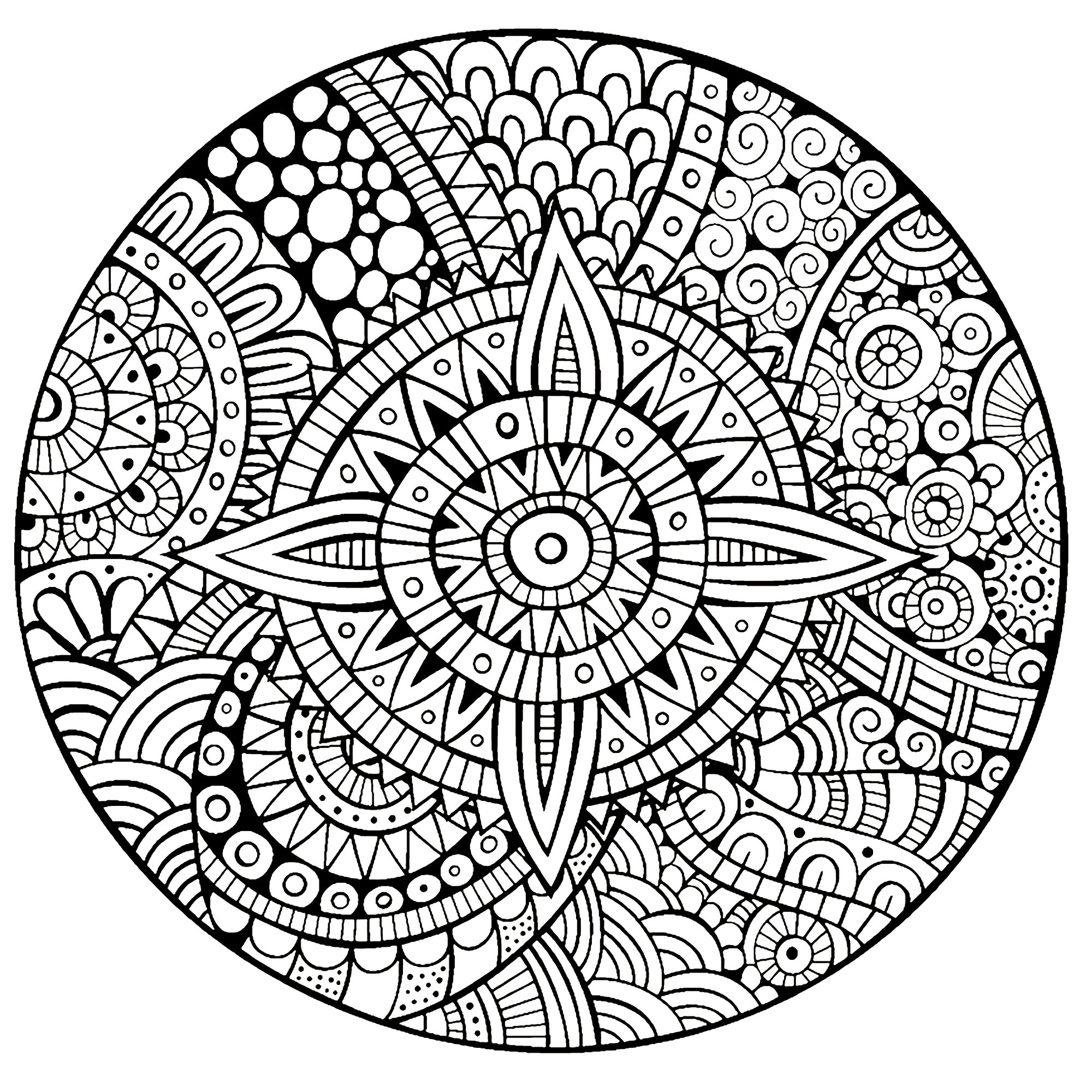 2000x2000 Mandala Star Thick Lines