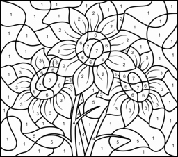 256x226 Color By Number Pages Hard Color By Number Worksheets Rose