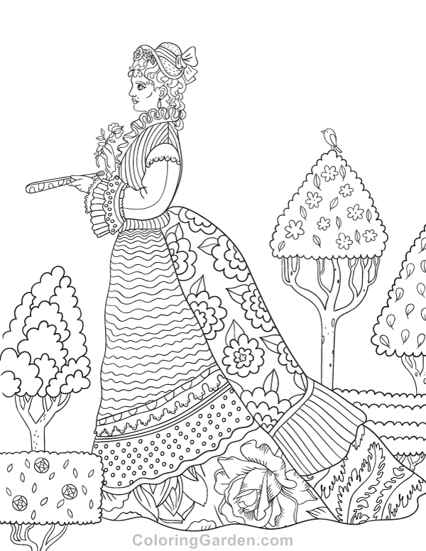 Free Printable Victorian Woman Adult Coloring Page. Download It 600x776 Free Printable Victorian Woman Adult Coloring Page. Download It