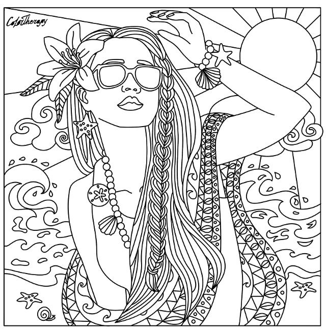 Beach Babe Coloring Page Beautiful Women Coloring Pages 640x655 Beach Babe Coloring Page Beautiful Women Coloring Pages