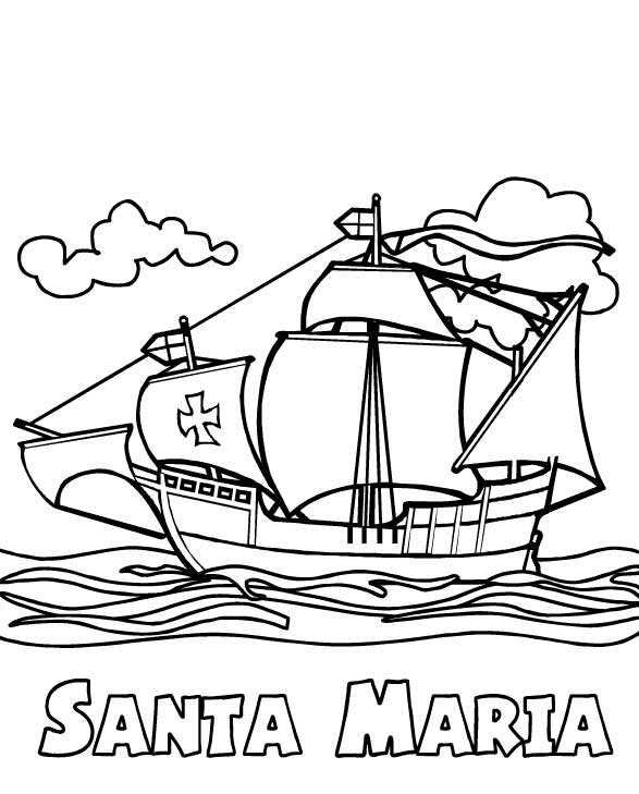 587x729 Columbus Fleet Santa Maria On Columbus Day Coloring Page Color Luna