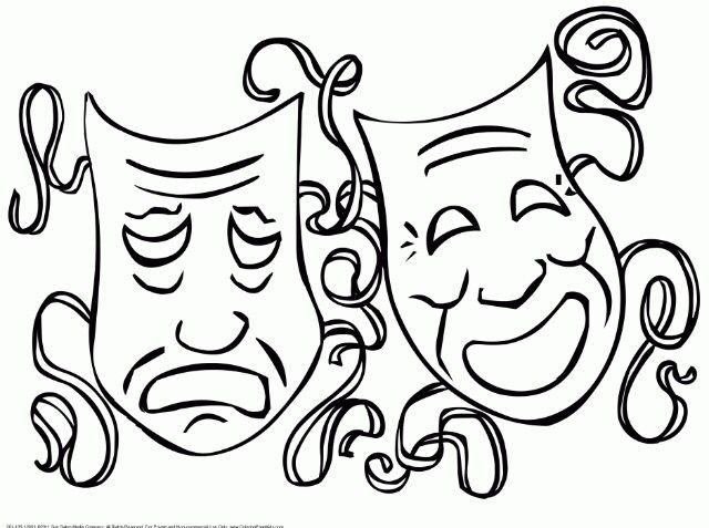 640x477 Comedy Tragedy Masks Coloring Page Adult Coloring Pages