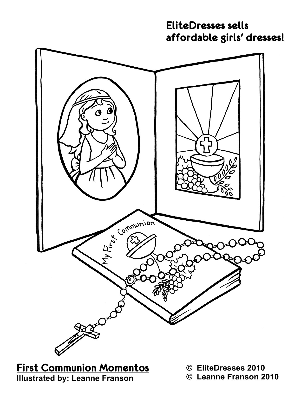 1275x1650 First Communion Dress Coloring Pages