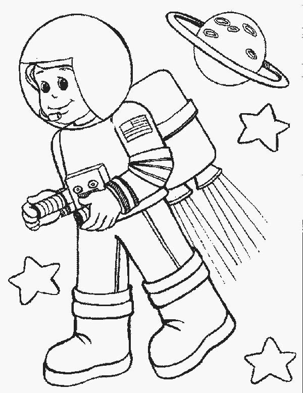 600x778 Astronout In Space In Community Helpers Coloring Page