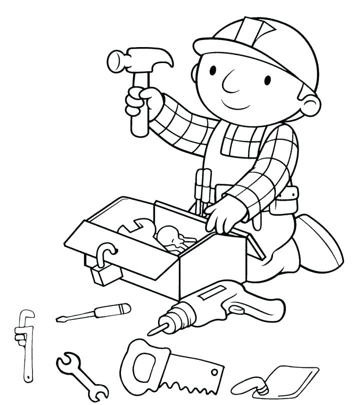728x809 Construction Worker Coloring Pages Community Workers Coloring