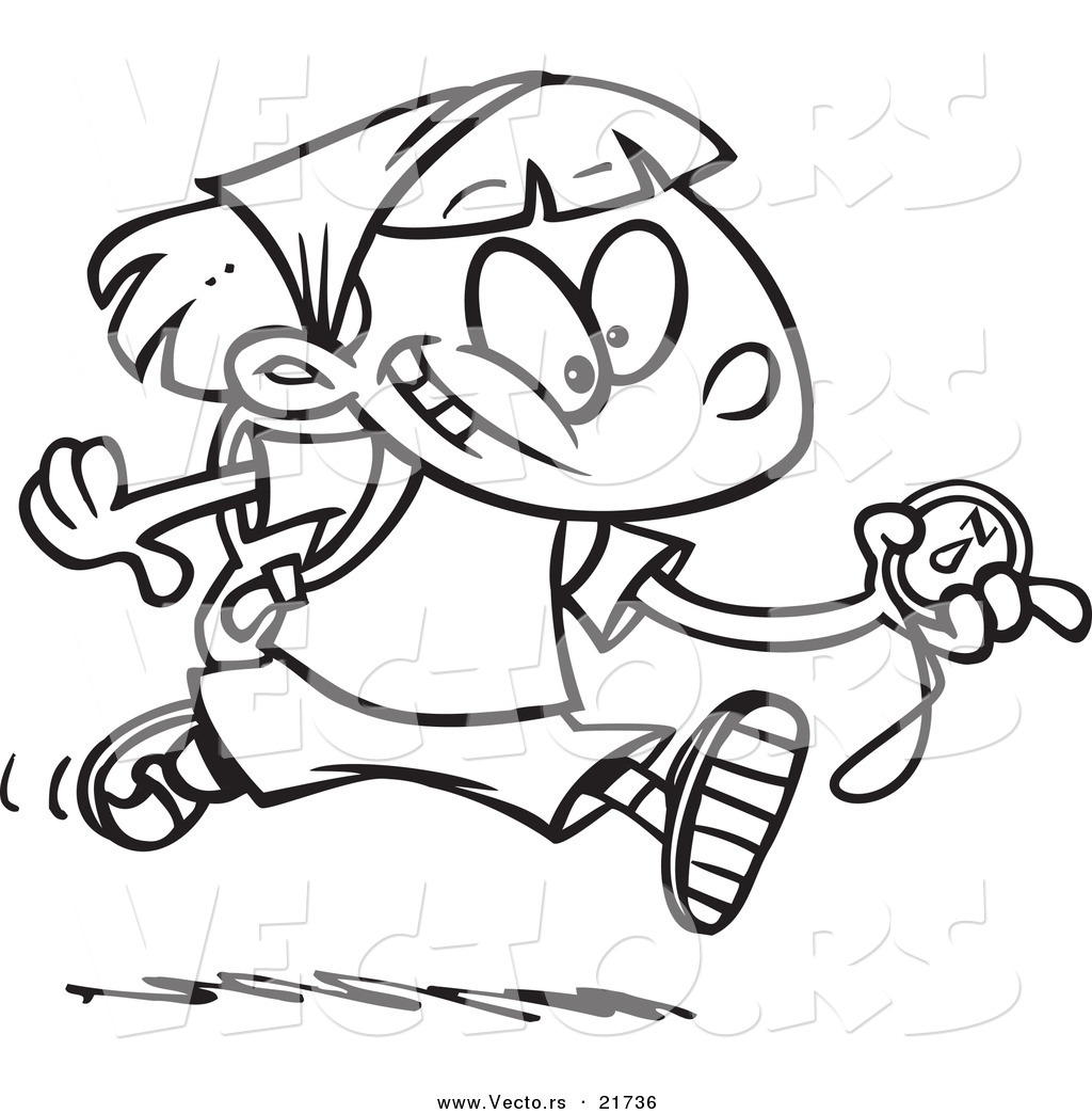 Vector Of A Cartoon Hiker Girl Running With A Compass 1024x1044 Vector Of A Cartoon Hiker Girl Running With A Compass