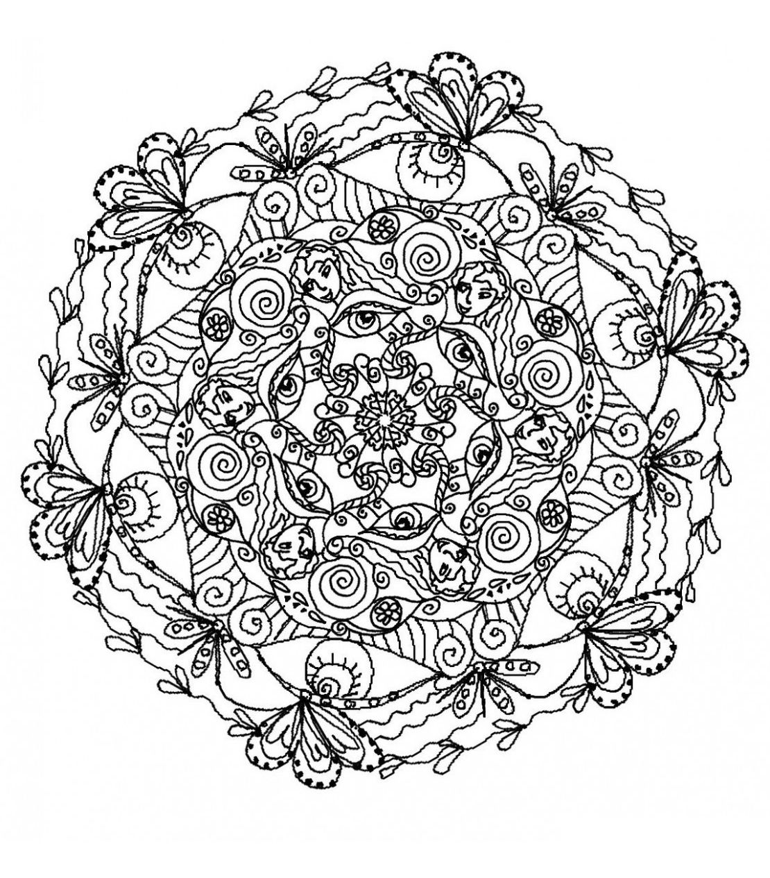 1110x1265 Free Coloring Page Mandala Difficult Plants