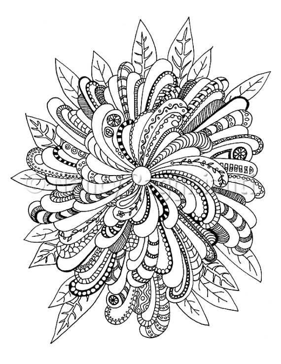 570x738 Printable Coloring Page Digital Download Floral Mandala Ish