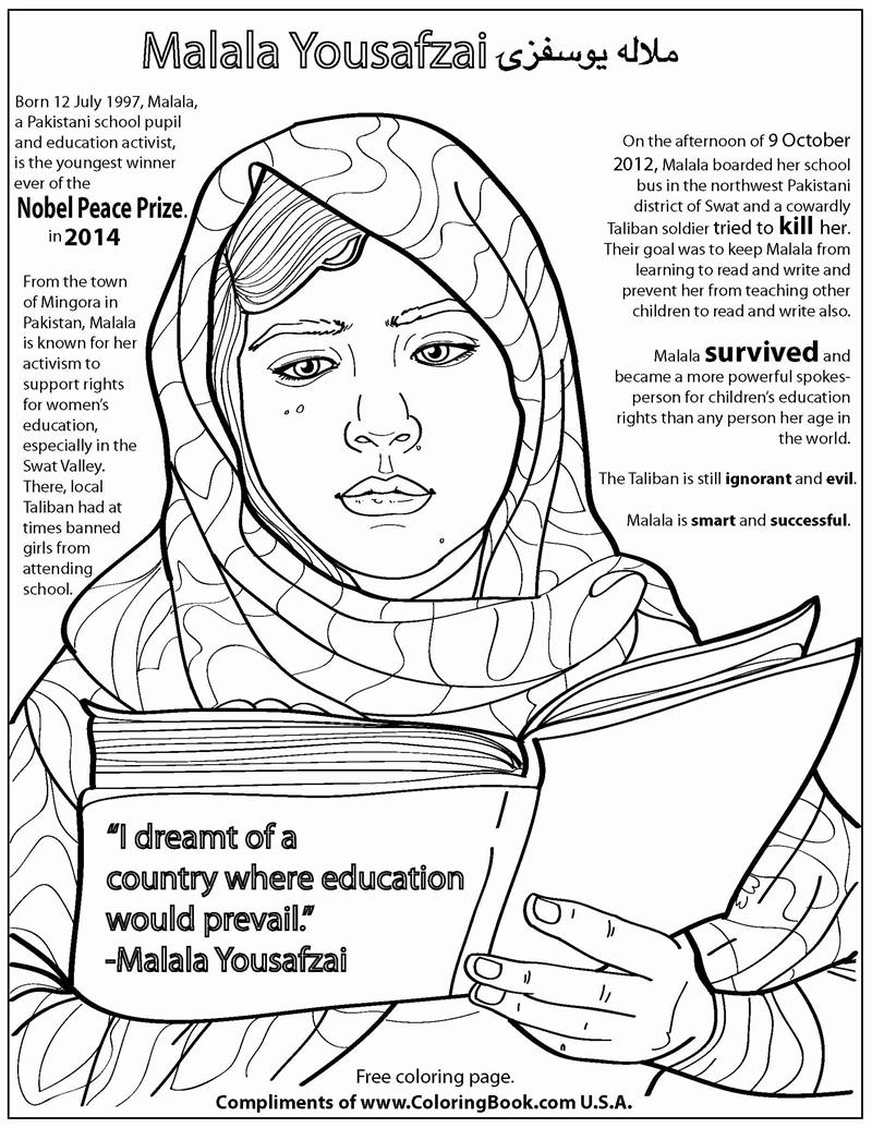 800x1035 Coloring Books Malala Yousafzai Free Online Coloring Page
