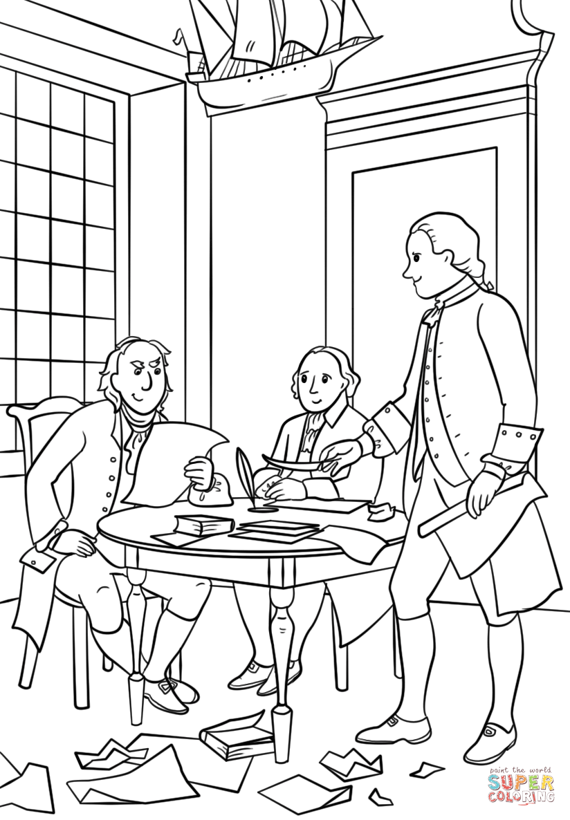 824x1186 Writing The Declaration Of Independence Coloring Page And 3