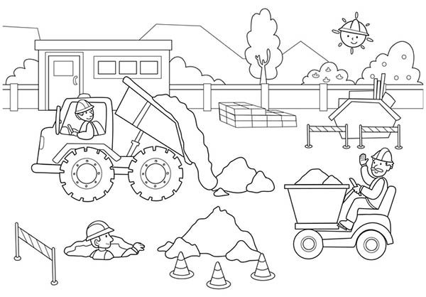 600x418 Free Construction Coloring Pages