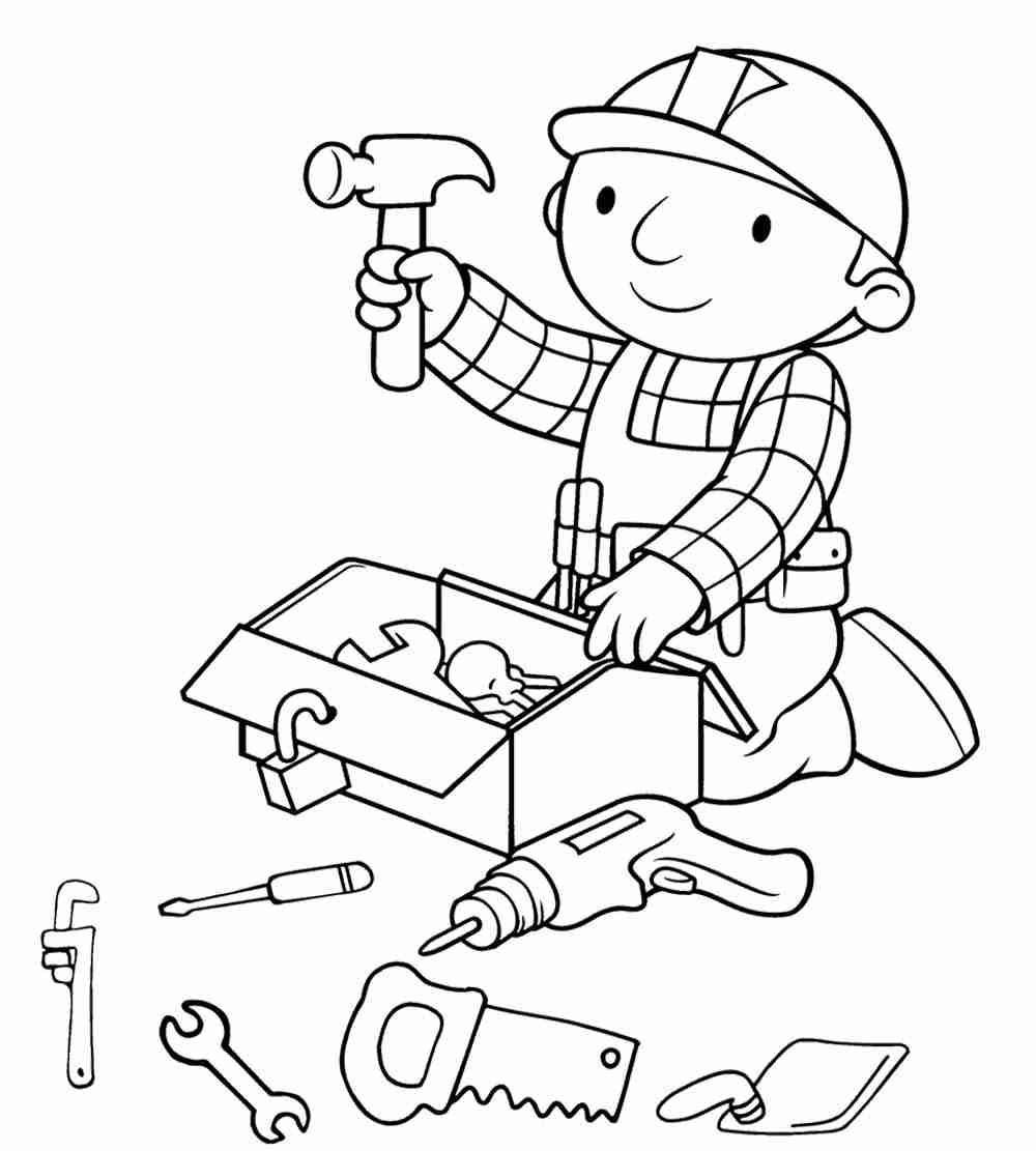 1000x1111 Bob The Builder Preparing Tools Coloring Page Pages Also
