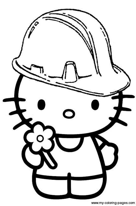 Hello Kitty Hard Hat Colouring Page 527x794 Hello Kitty Hard Hat Colouring Page