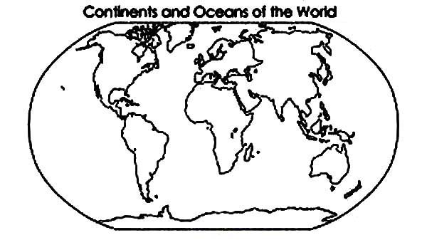 Continent And Oceans Of The World In World Map Coloring Page 600x337 Continent And Oceans Of The World In World Map Coloring Page