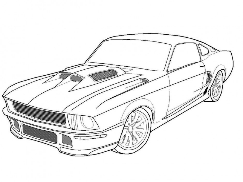 1024x768 Printable Muscle Car Coloring Page