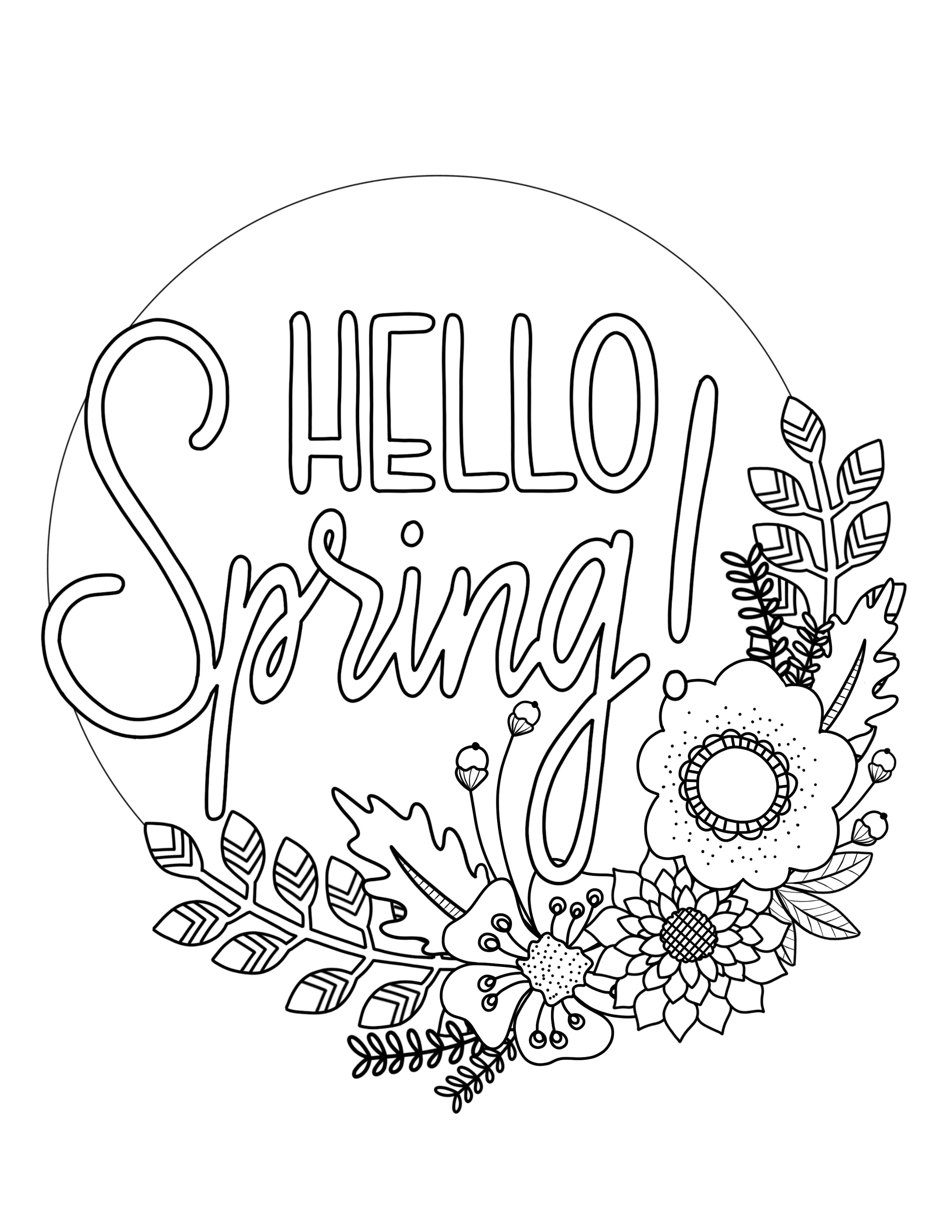 Printable Spring Coloring Page 2382x3082 Printable Spring Coloring Page