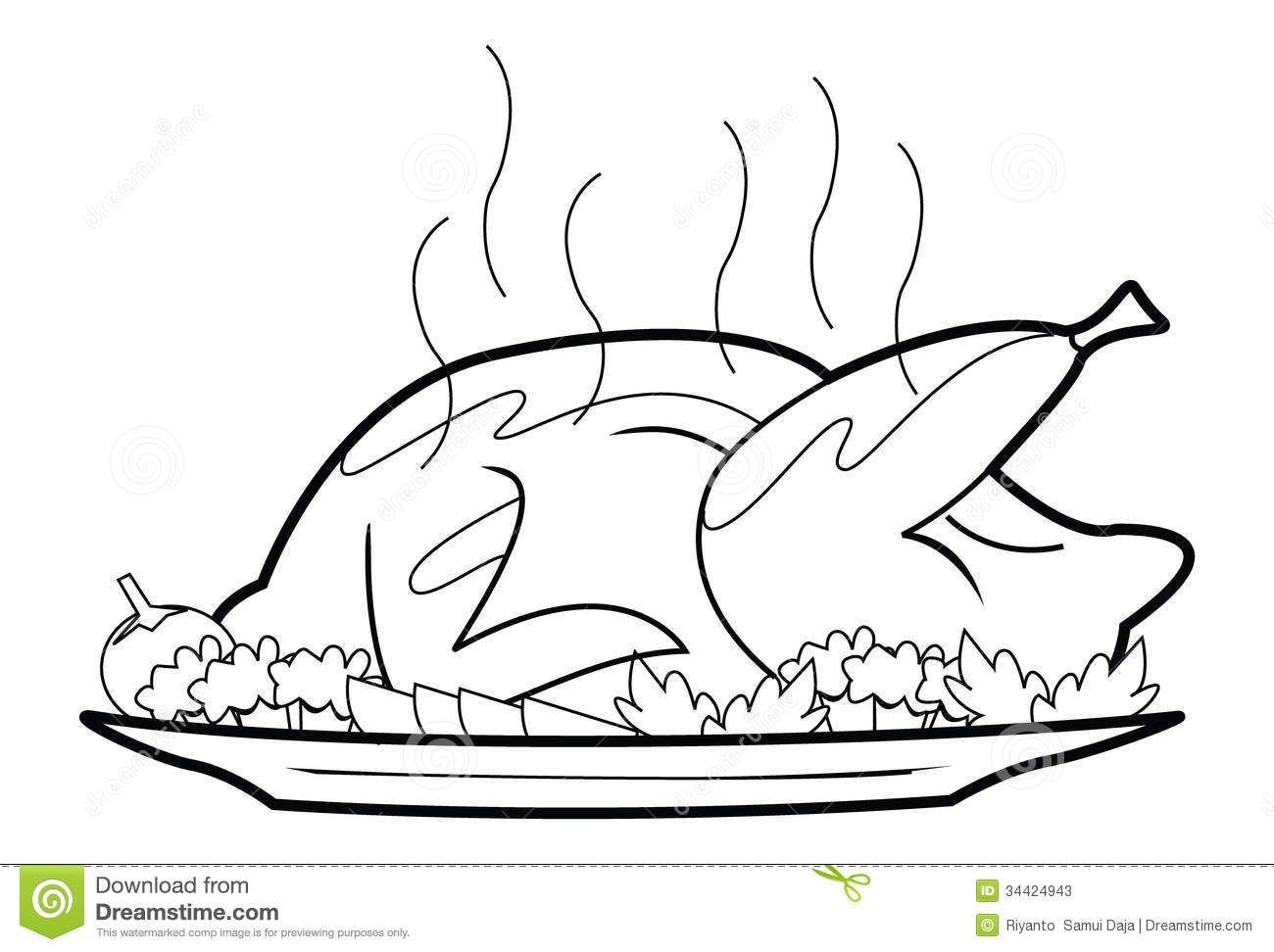 Whole Fried Chicken Colouring Pages 1300x972 Whole Fried Chicken Colouring Pages