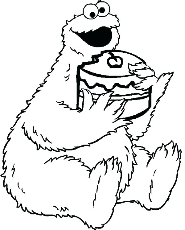 600x746 Cookie Monster Coloring Page Top Pages Online Sheet Eating Cake
