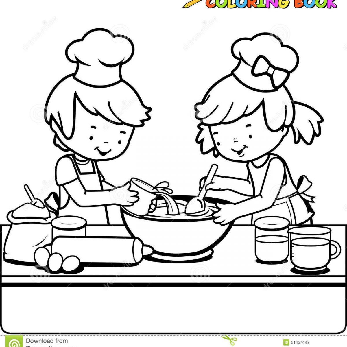 1200x1200 Astonishing Cooking Coloring Pages Terrific Of Cook Pict Popular