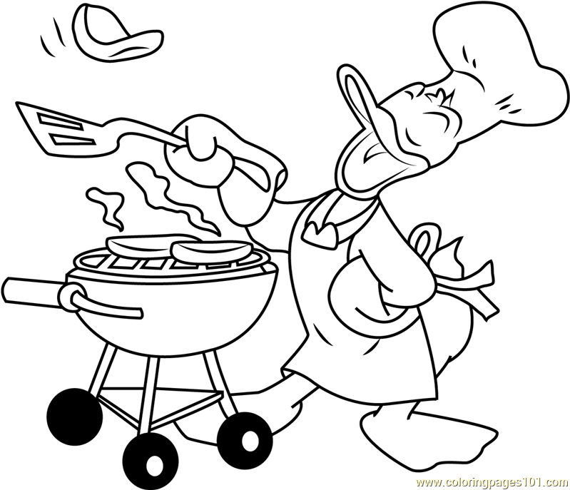 799x687 Donald Duck Cooking Coloring Page