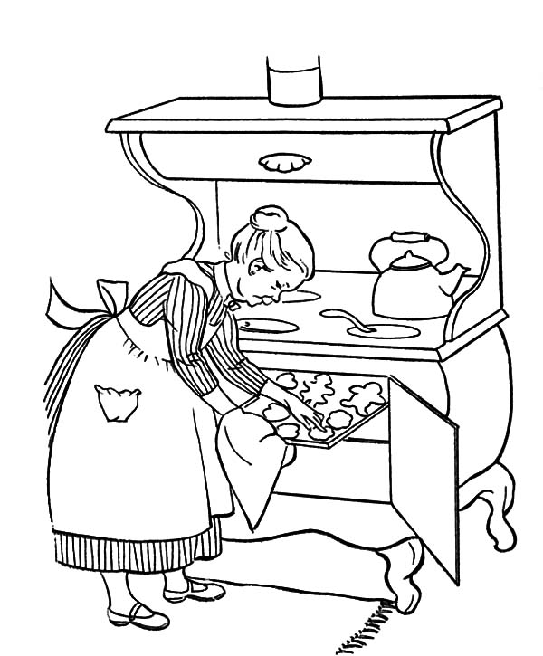 600x725 Grandmother Cooking Delicious Cookies Coloring Pages Color Luna