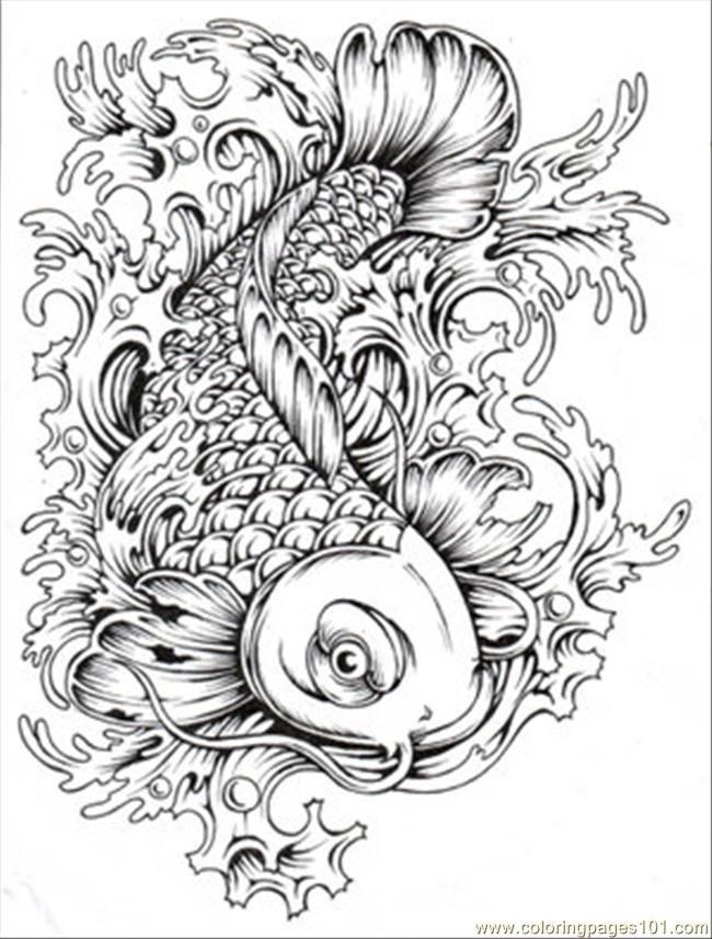 Koi Fish Coloring Pages 650x857 Koi Fish Coloring Pages