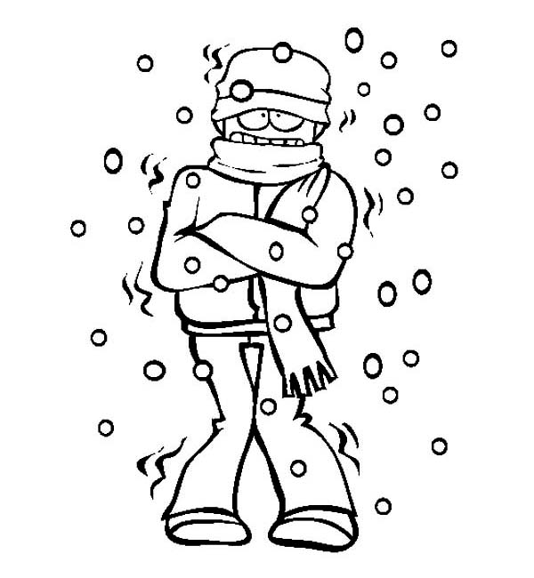 Freezing Cold Man Shiver On Winter Season Coloring Page 600x650 Freezing Cold Man Shiver On Winter Season Coloring Page