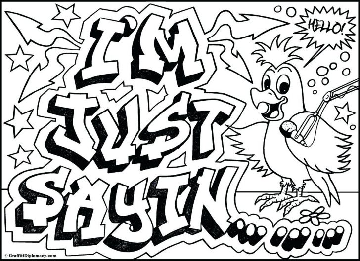 Easy Graffiti Coloring Pages 728x529 Easy Graffiti Coloring Pages
