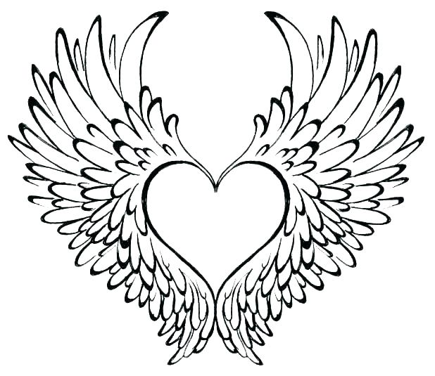 618x535 Angel Wings Coloring Pages Hearts With Wings Coloring Pages Heart