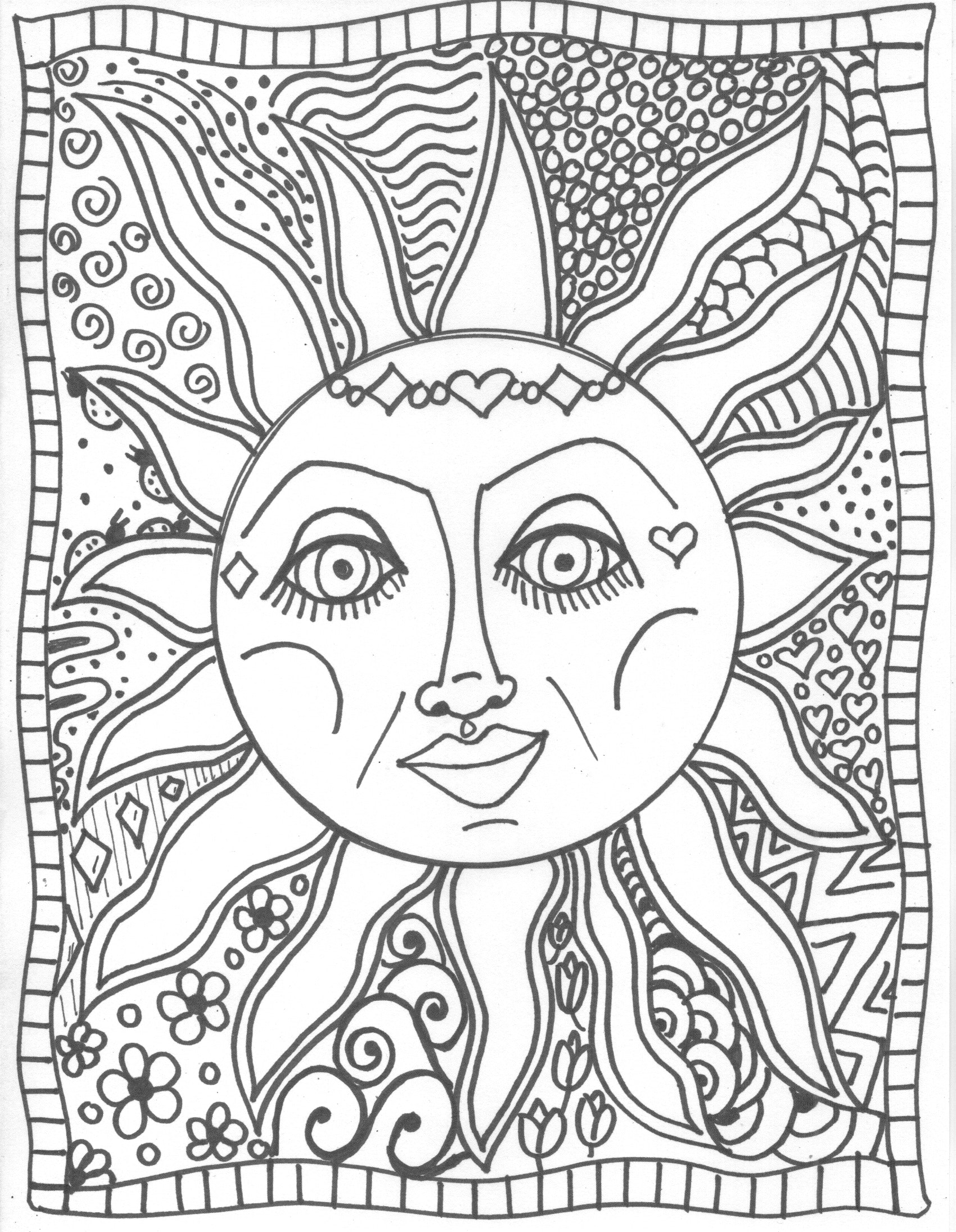 1700x2190 Printable Inside Sun Moon Coloring Pages Heart Coloring Pages