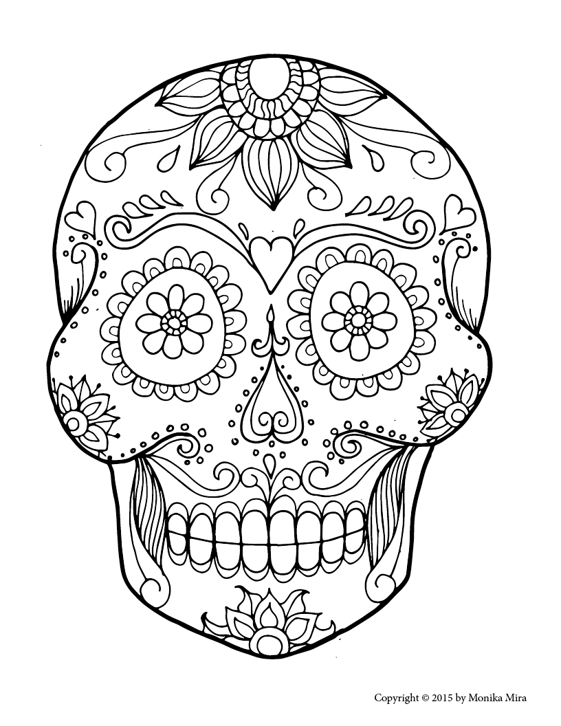 816x1056 Fresh Sugar Skull Mandala Coloring Pages Cool