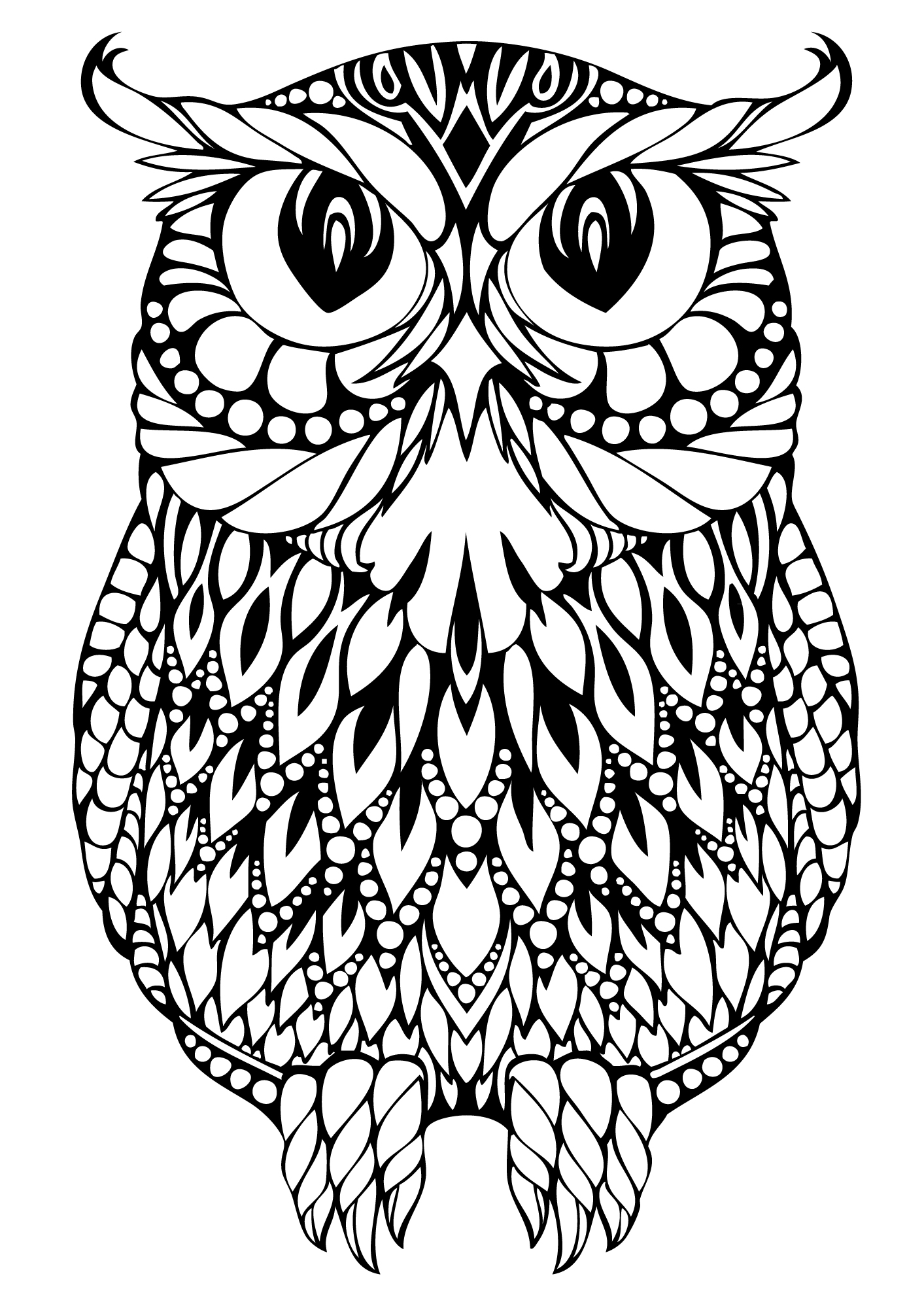 1413x2000 Hard Owl Coloring Pages